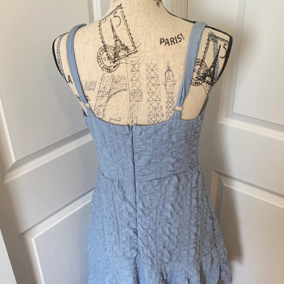 VICI Collection Tiered Cottagecore Long Maxi Dress Size Med Chambray Blue Boho - Picture 4 of 9
